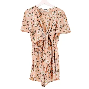 Show Me Your MuMu Romper Romantic Floral Pink Front Bow Size Small