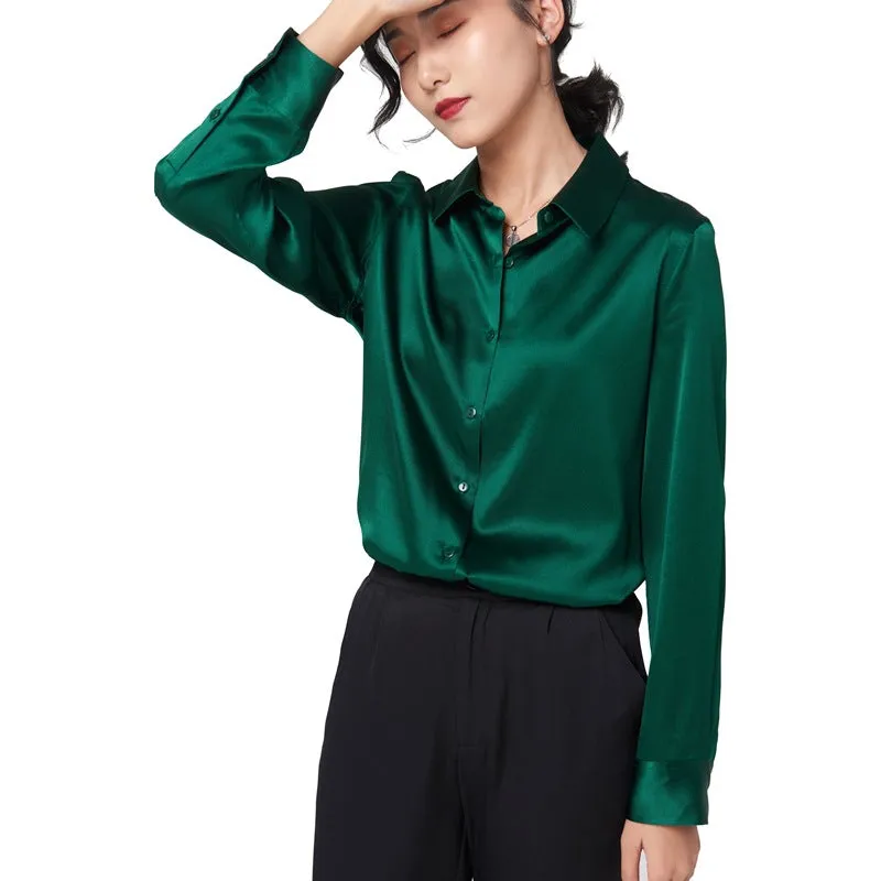 Silk long sleeve shirt women