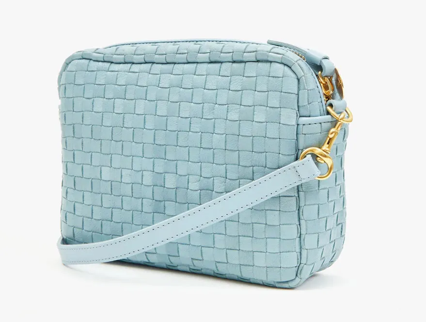 Sky Blue Woven Checker Crossbody