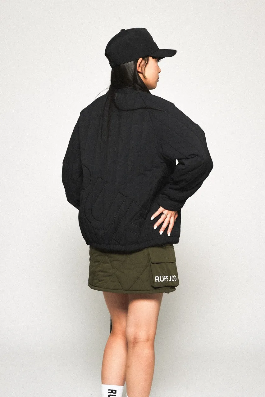 STRAIGHT QUILT PUFFER JACKET BLACK