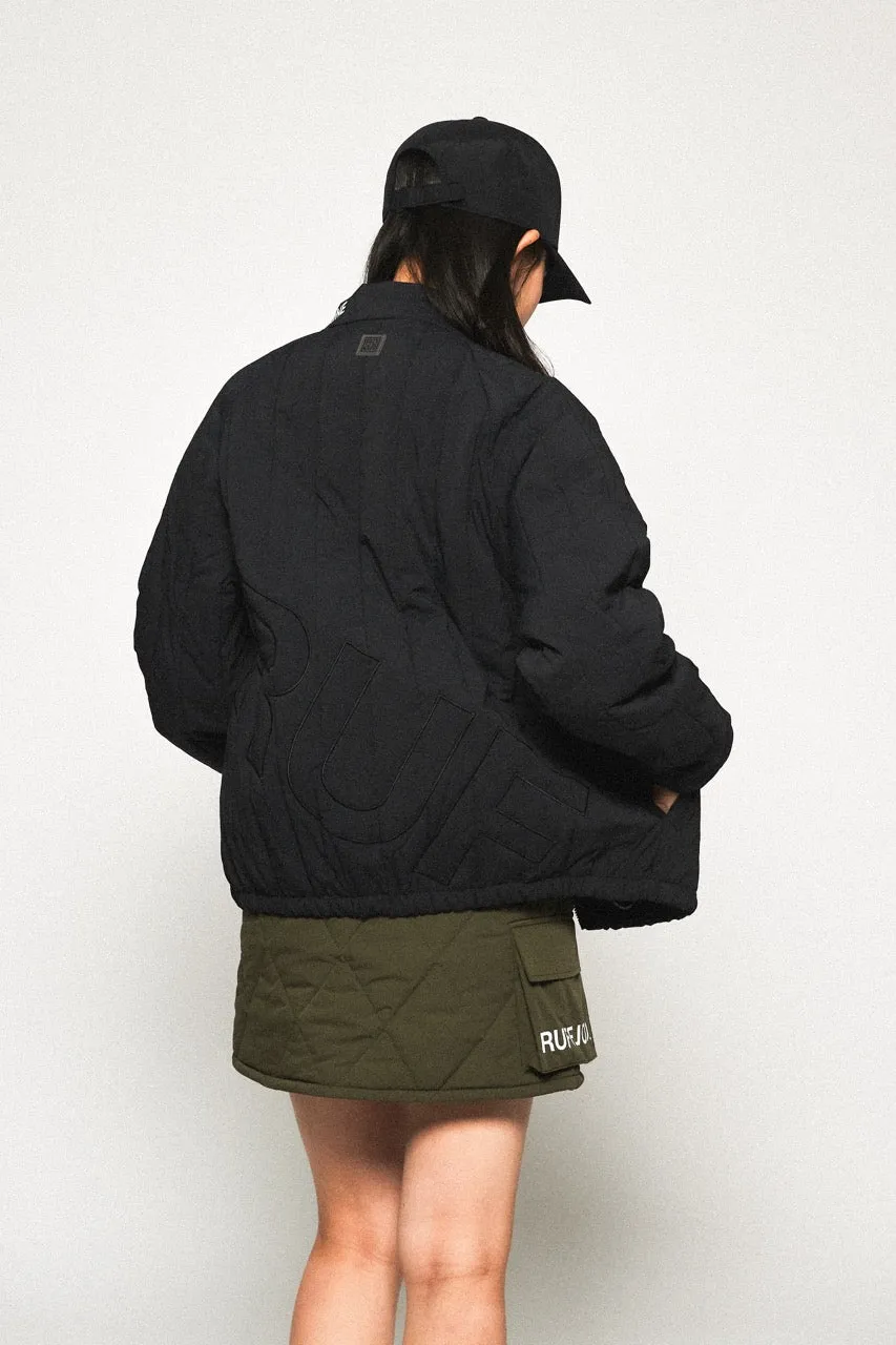 STRAIGHT QUILT PUFFER JACKET BLACK