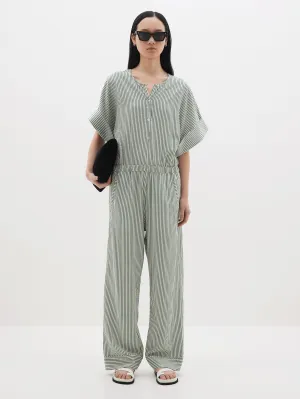 stripe short sleeve jumpsuit