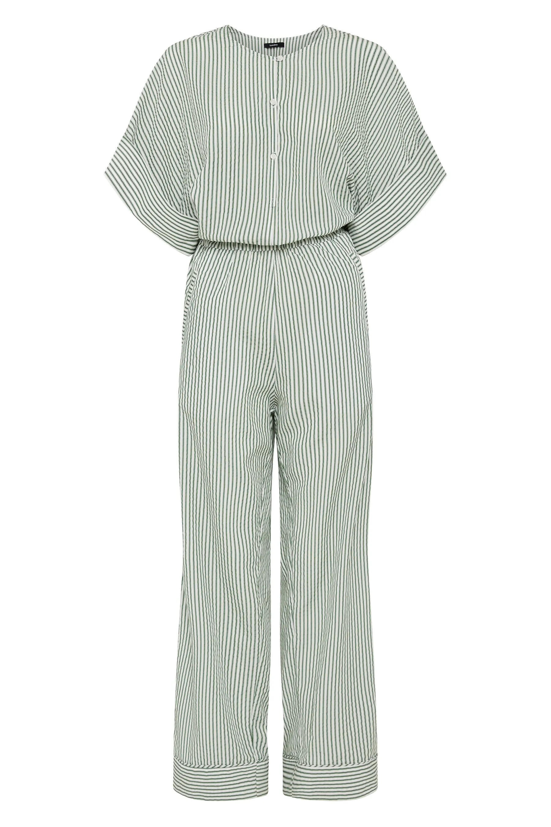 stripe short sleeve jumpsuit