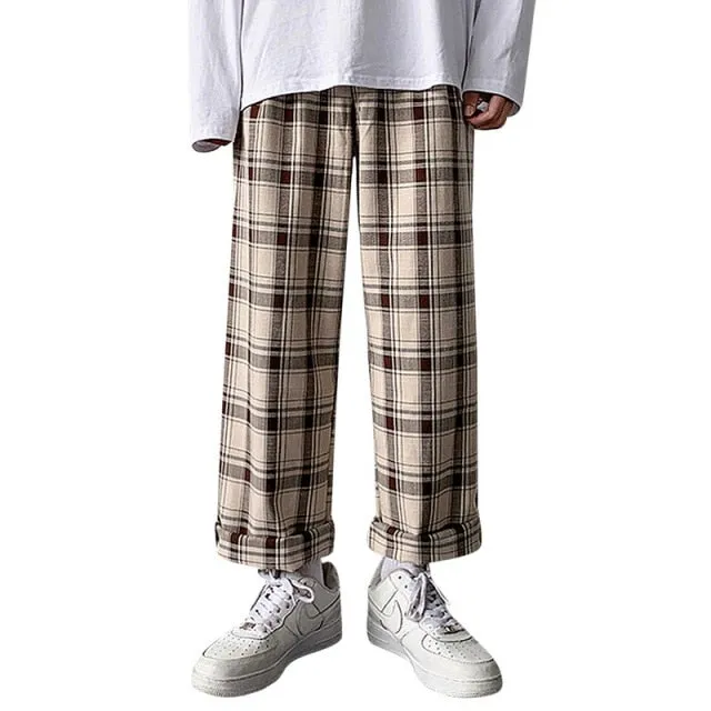 Striped Polyester Baggy Pants