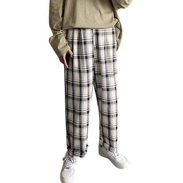 Striped Polyester Baggy Pants