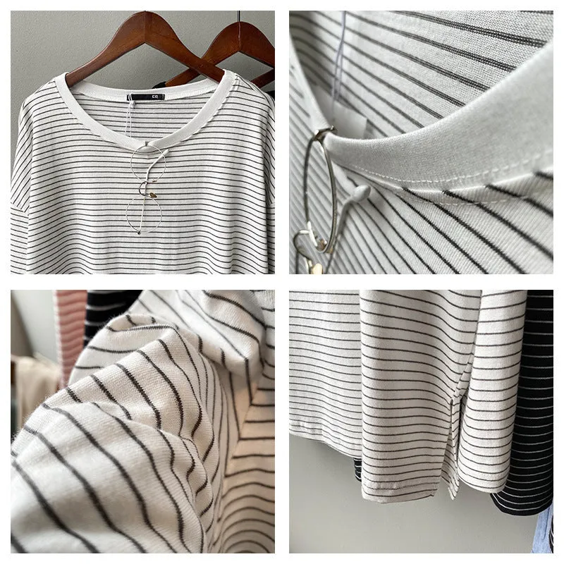 Striped top with split T-shirt