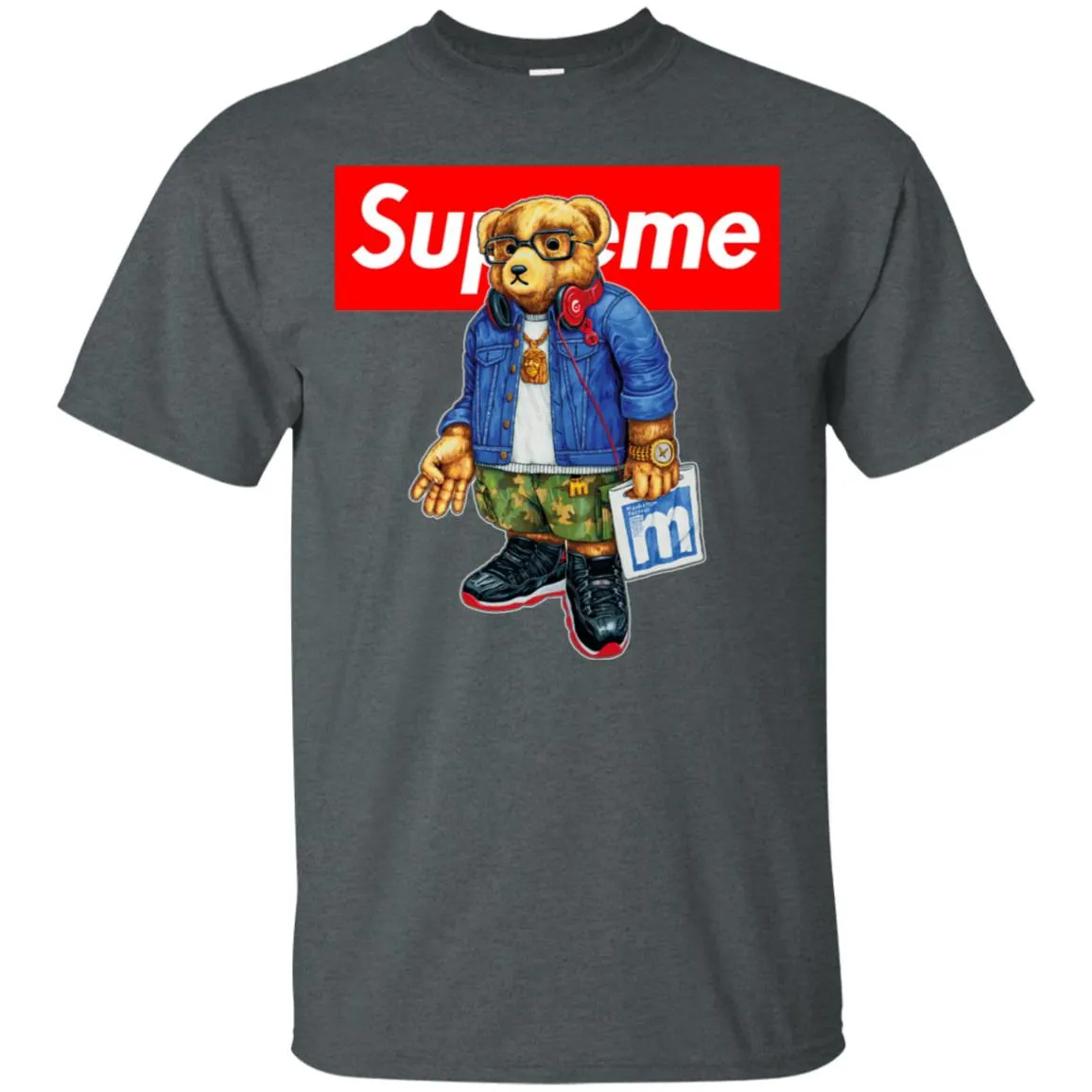 Supreme Bear Style Music T-shirt Men Cotton T-Shirt