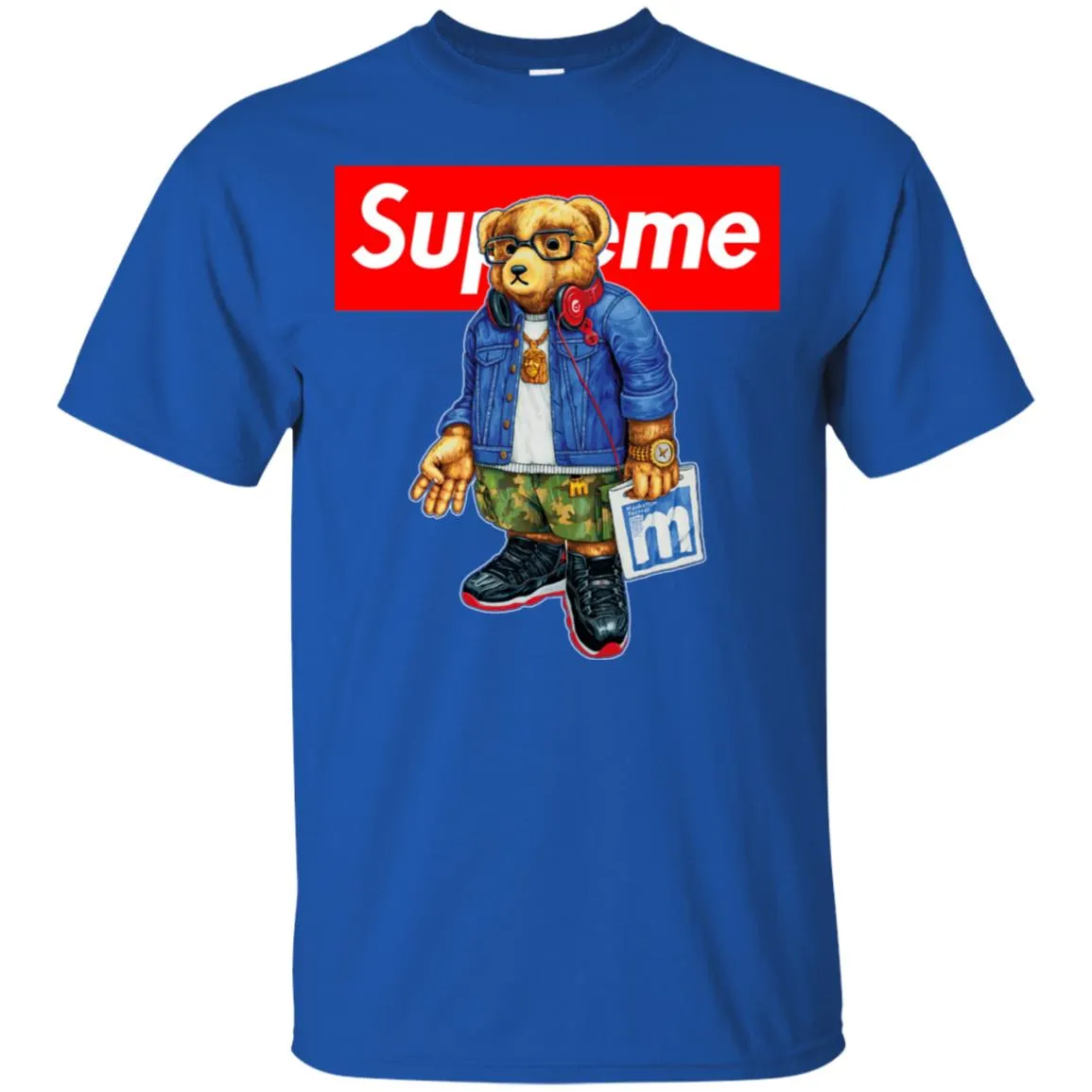 Supreme Bear Style Music T-shirt Men Cotton T-Shirt