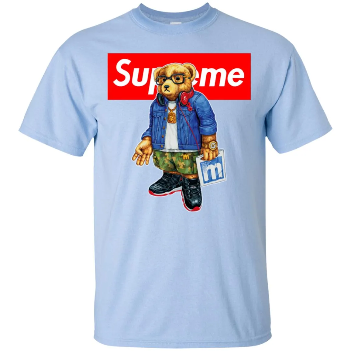 Supreme Bear Style Music T-shirt Men Cotton T-Shirt