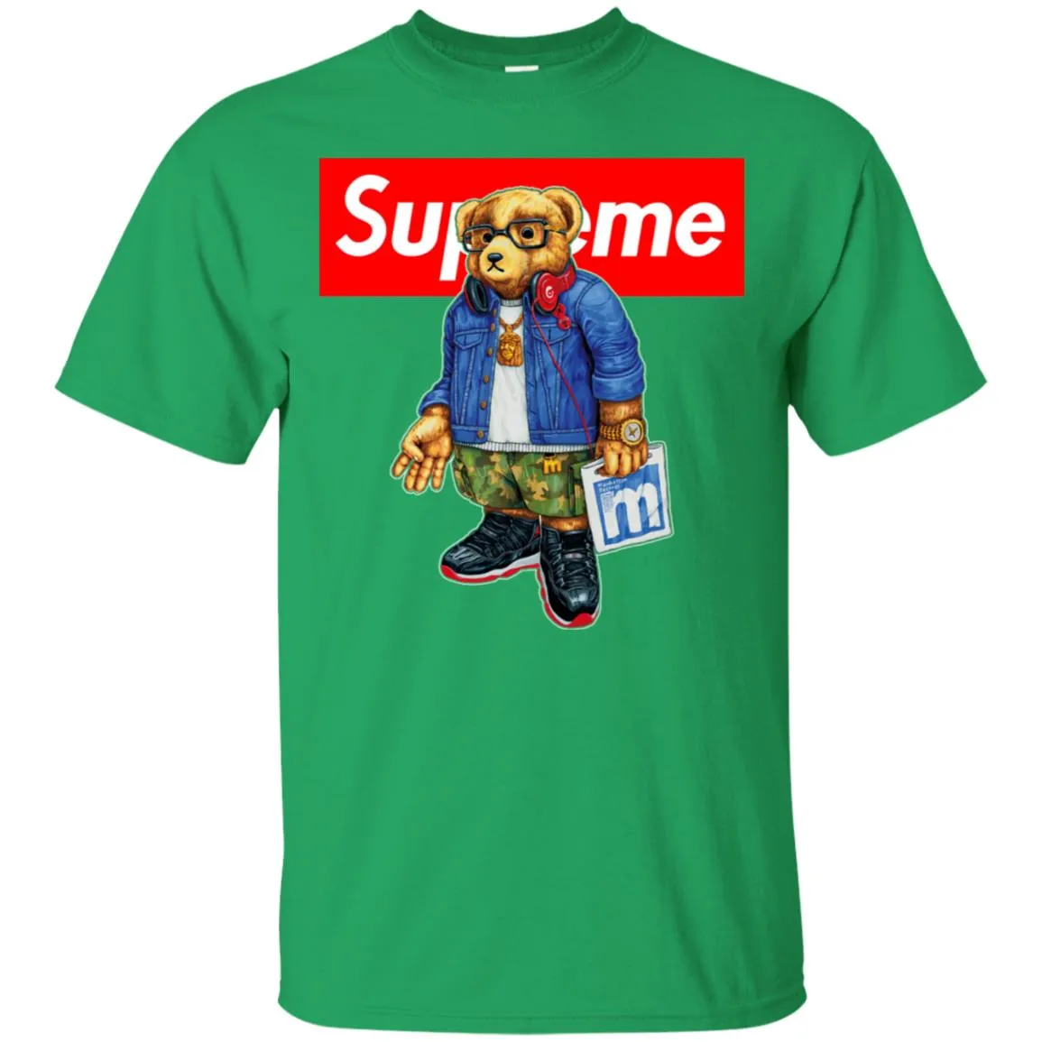 Supreme Bear Style Music T-shirt Men Cotton T-Shirt