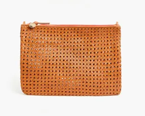 Tan Rattan Woven Flat Clutch