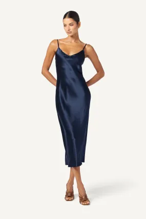 TAYLOR MIDI SILK SLIP DRESS | MIDNIGHT NAVY