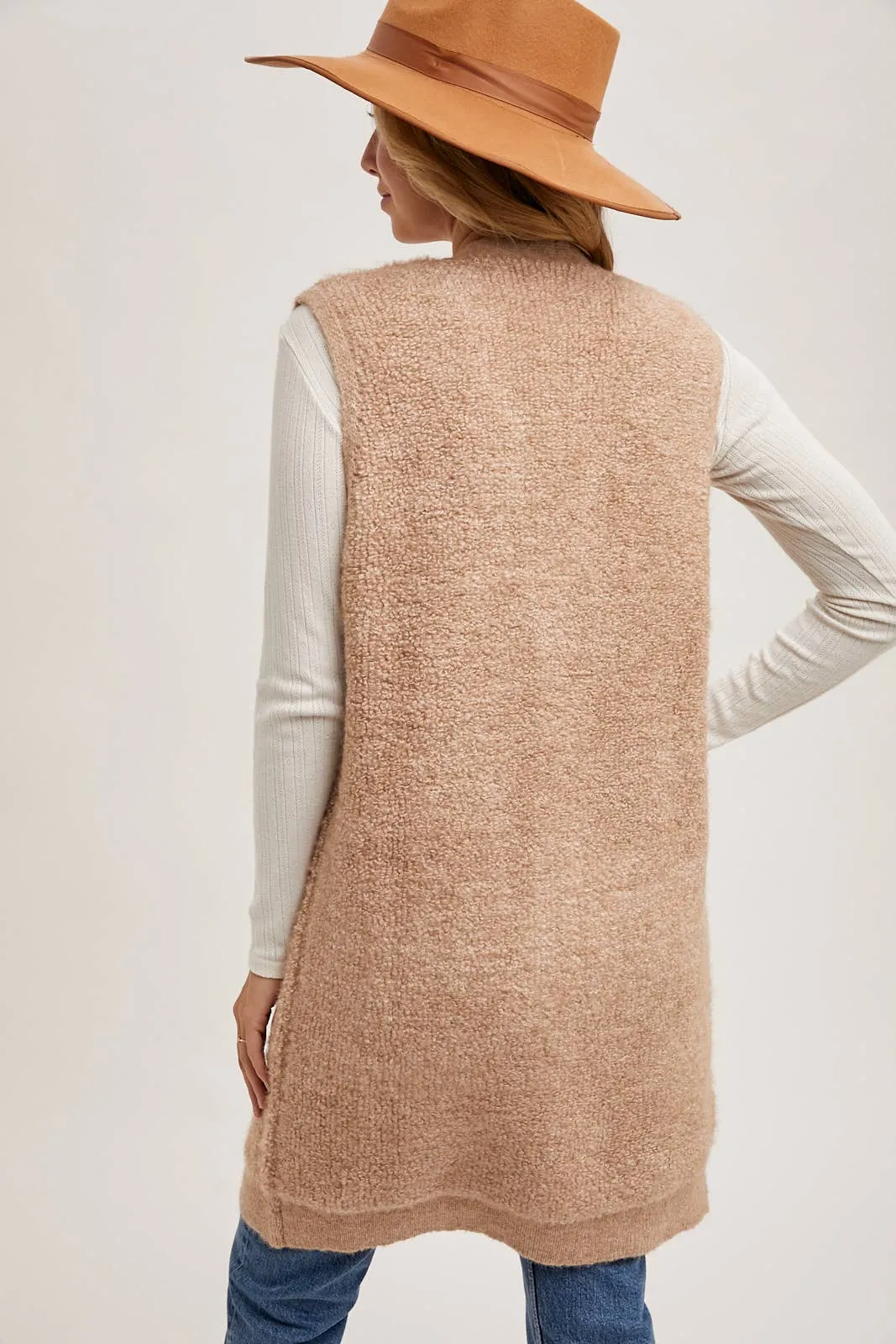 Teddy Knit Long Lined Vest