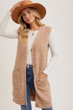 Teddy Knit Long Lined Vest