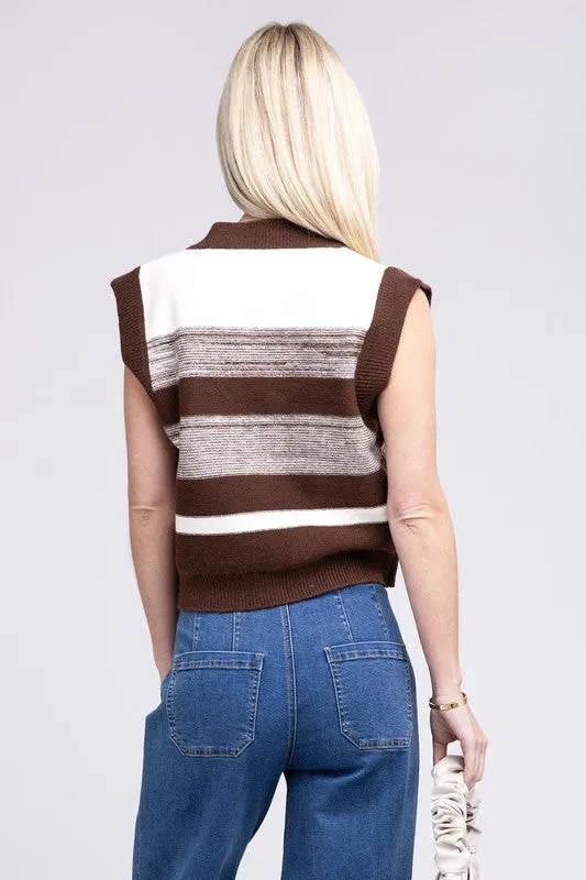 TEEK - Brown Striped Pattern Sweater Vest