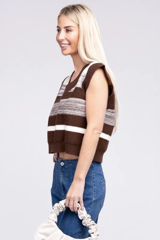 TEEK - Brown Striped Pattern Sweater Vest