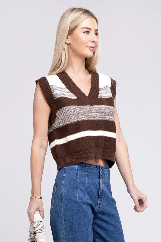 TEEK - Brown Striped Pattern Sweater Vest