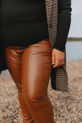 The Charlee Vegan Leather Legging - Camel - PLUS