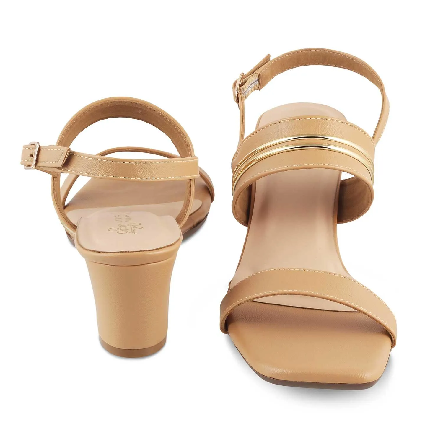 The Jovi Beige Women's Dress Block Heel Sandals Tresmode