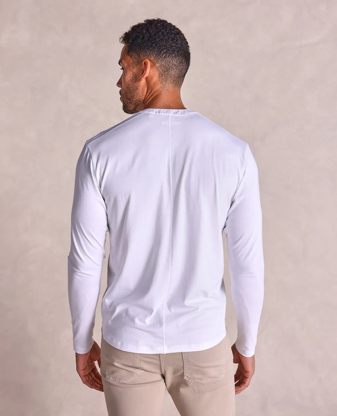 The Reid - Eco-Friendly LS Henley - White