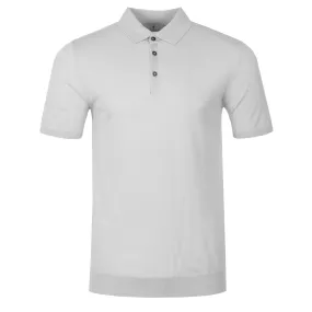 Thomas Maine 3 Button Knit Polo in Silver