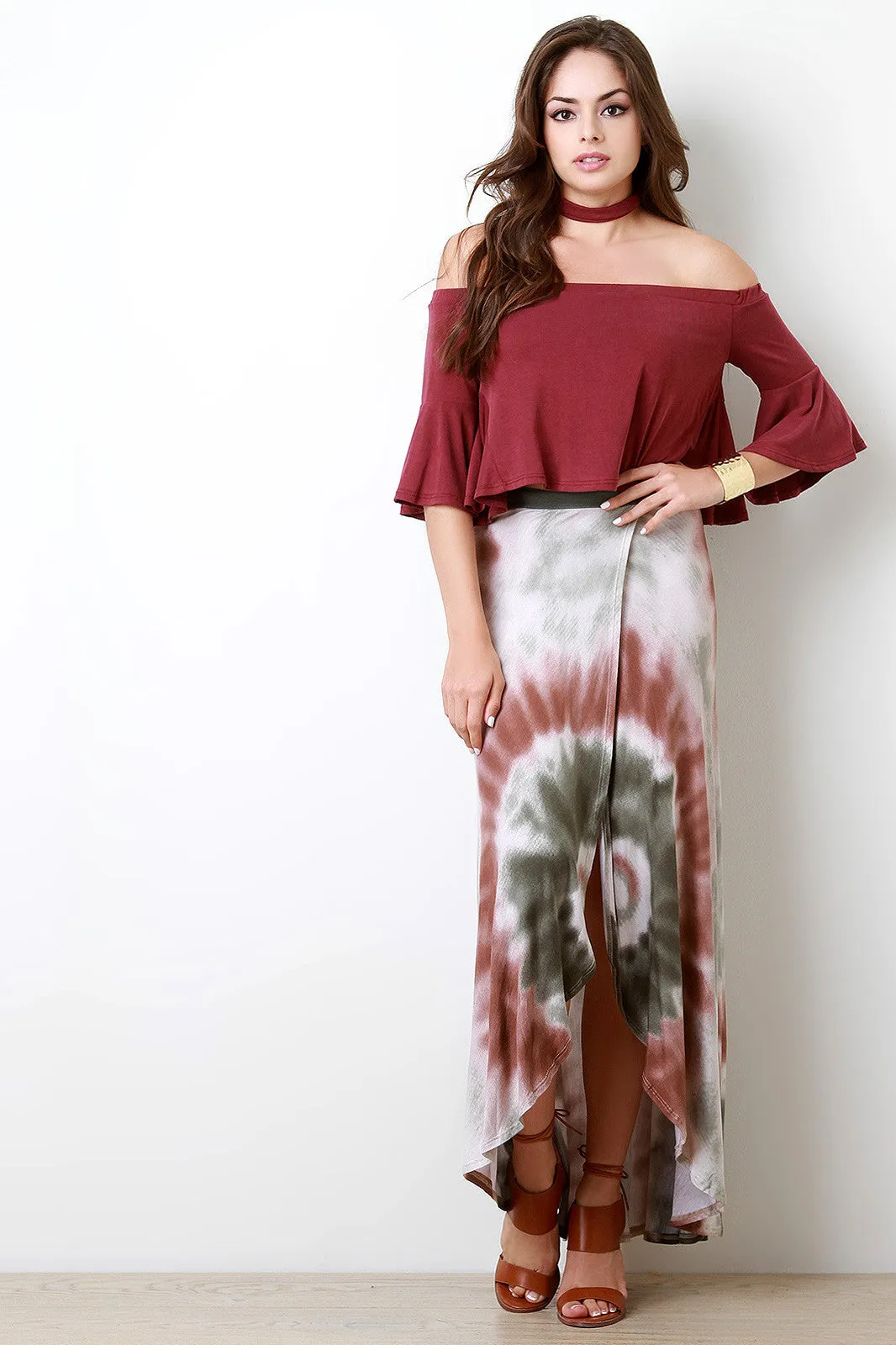 Tie Dye Wrap-Style Maxi Skirt