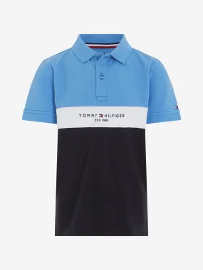 Tommy Hilfiger Boys Established Colourblock Polo Shirt in Blue