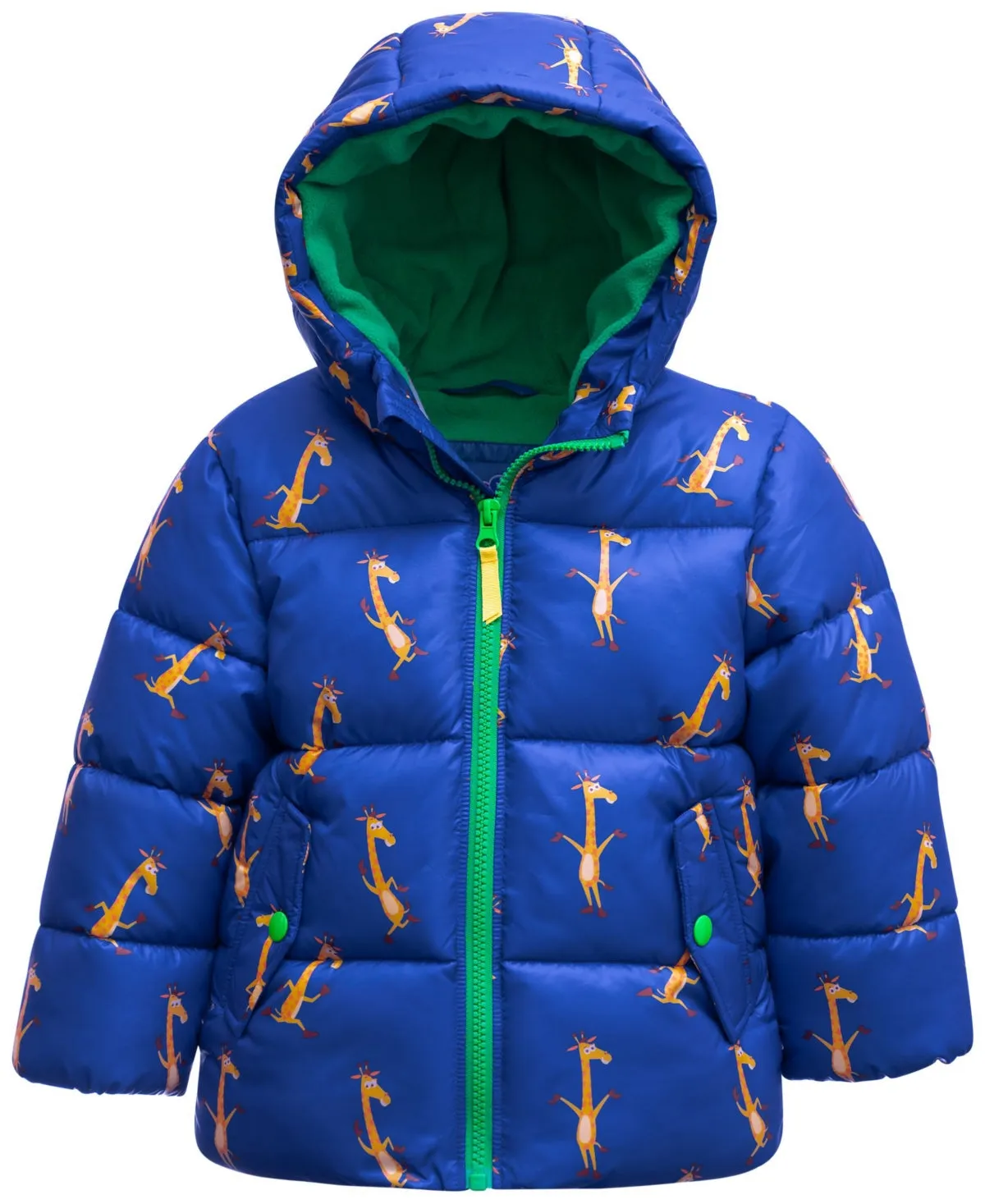 Toys R Us Toddler Boys Heavy Weight Giraffe Print Puffer Coat - Blue