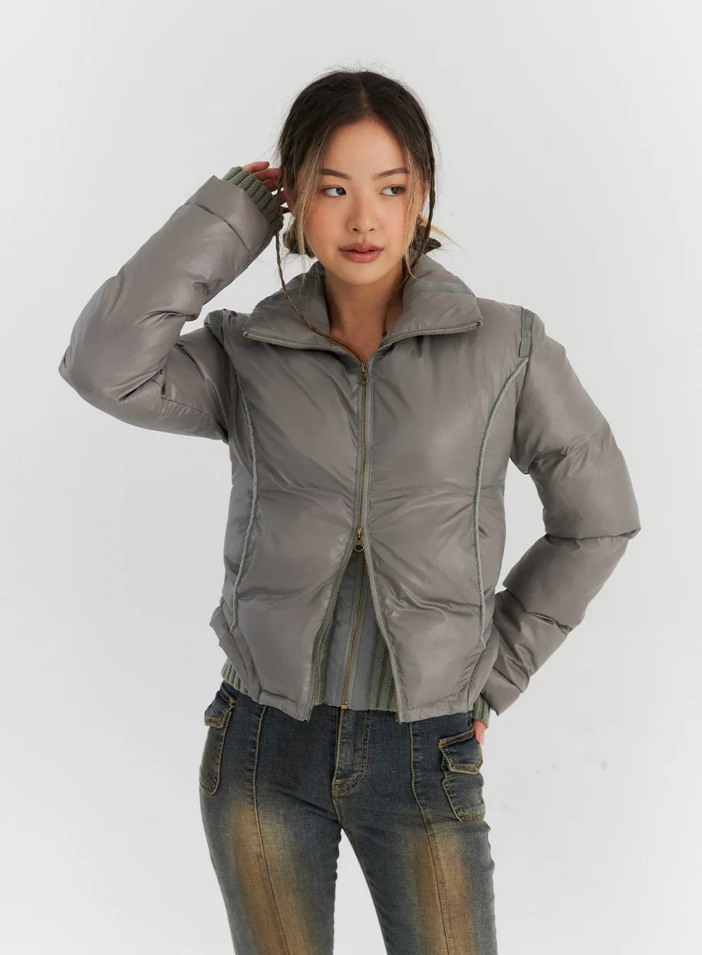 Two-Way Zip-Up Puffer Jacket CN313