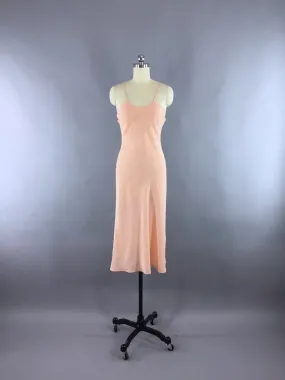 Vintage 1930s Silk Slip / Bias Cut Peach Silk Crepe