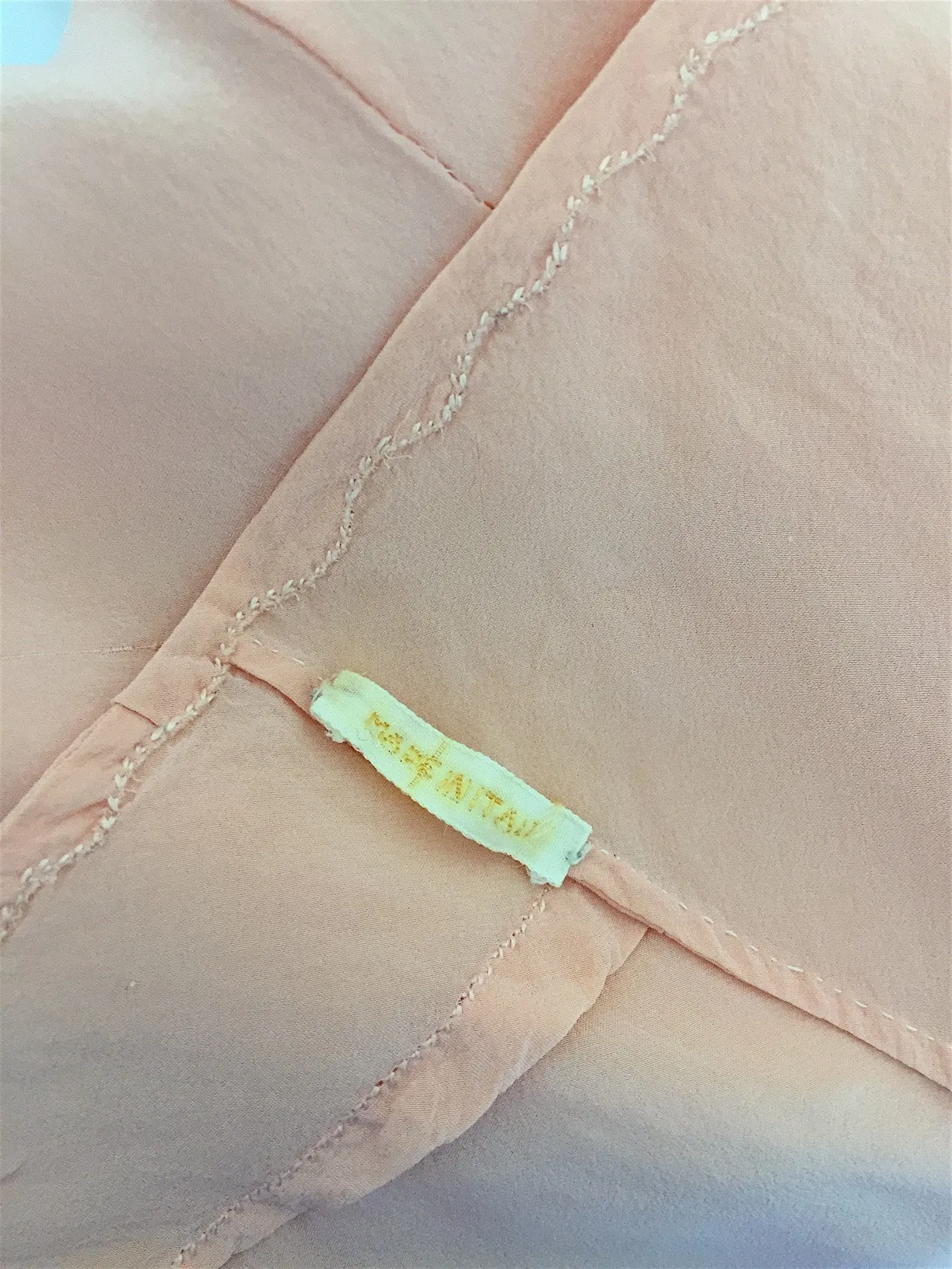 Vintage 1930s Silk Slip / Bias Cut Peach Silk Crepe