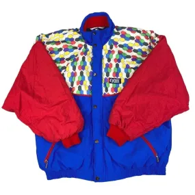 Vintage 80s Red Blue Patterned Ski Bomber Jacket XL