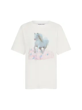 White Horse Print Unisex T-Shirt in White