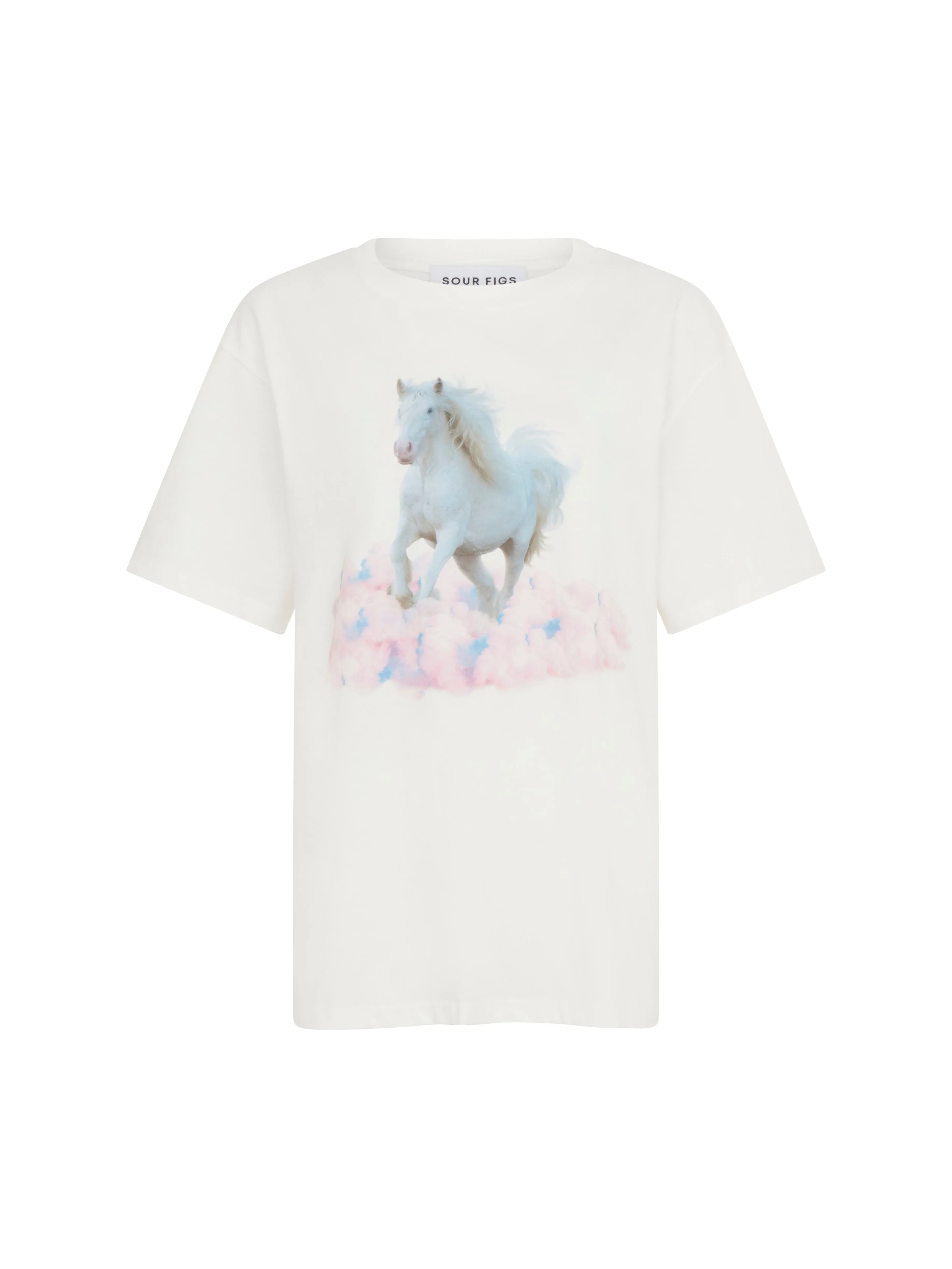 White Horse Print Unisex T-Shirt in White