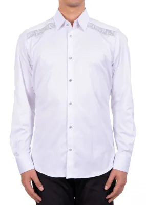 White Silver Shoulder Rhinestone Shirt