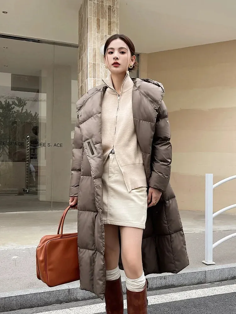 Winter Jackets for Women 2024 New Puffer Coats Windproof Thickened Warm Down Jacket Hooded Fashion Simple Long Outerwears