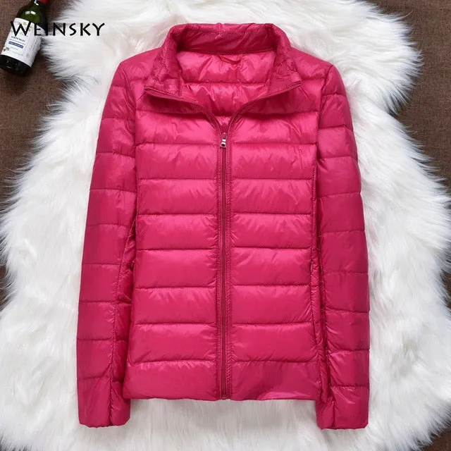 Winter Women Ultralight Thin Down Jacket White Duck Down Hooded Jackets Long Sleeve Warm Coat Parka Female Portable Outwear