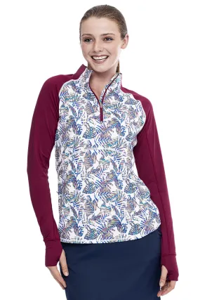 Women's Match Play Golf Pullover  |  Magnolia Pink Beach Leaves