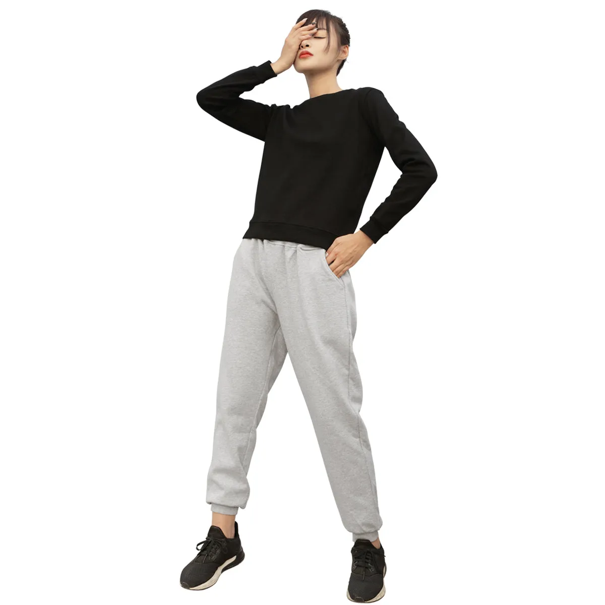 Women's Winter Pullover Classic O-Neck Sweatshirt And Sweatpants