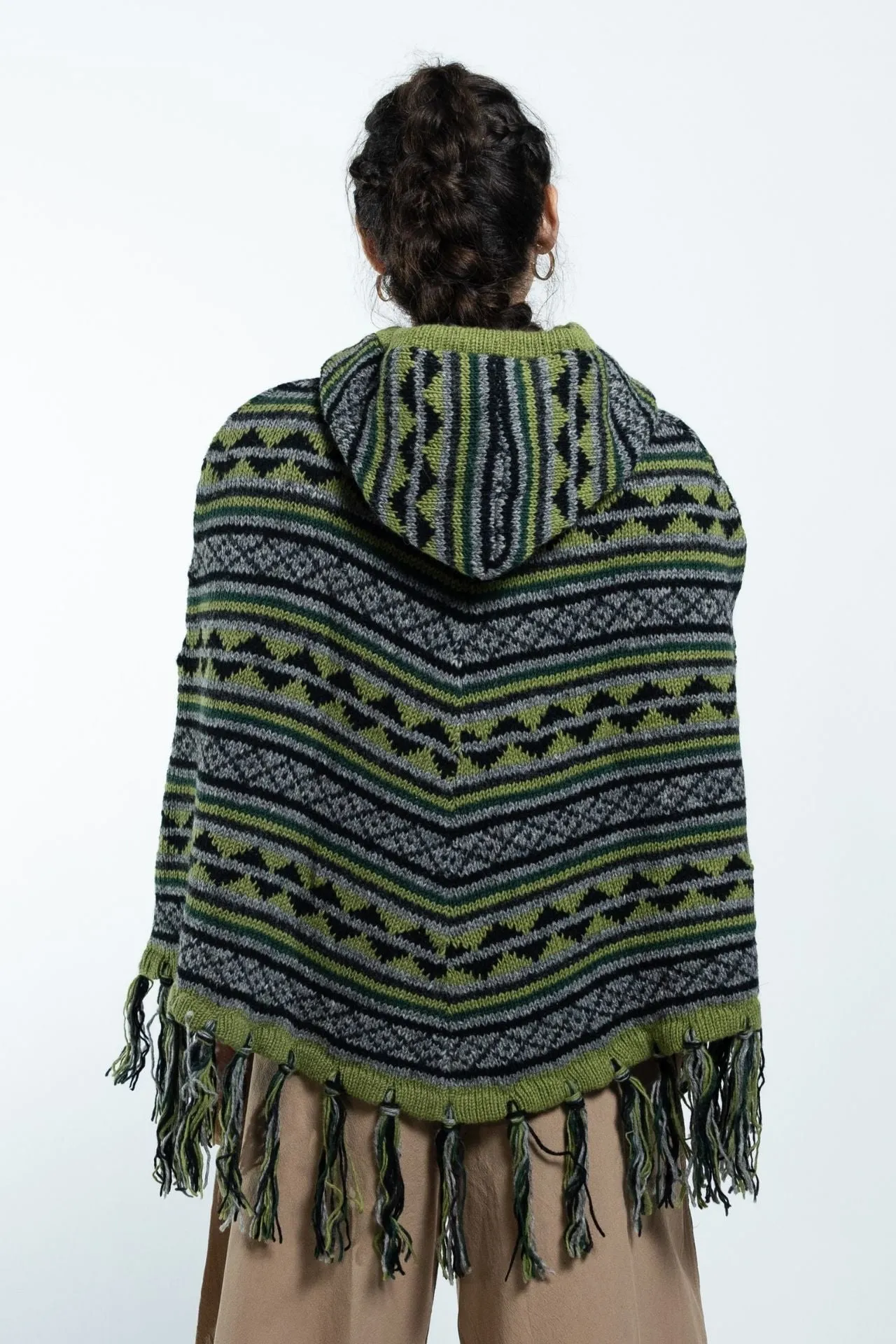 Wool Poncho - Green