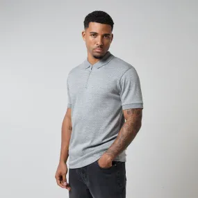 Zigzag Knit Zipped Polo | Grey